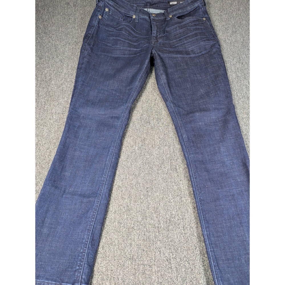 Seven7 Premium Denim Slim Straight Dark Wash Jeans W34 L30 Indigo Stretch